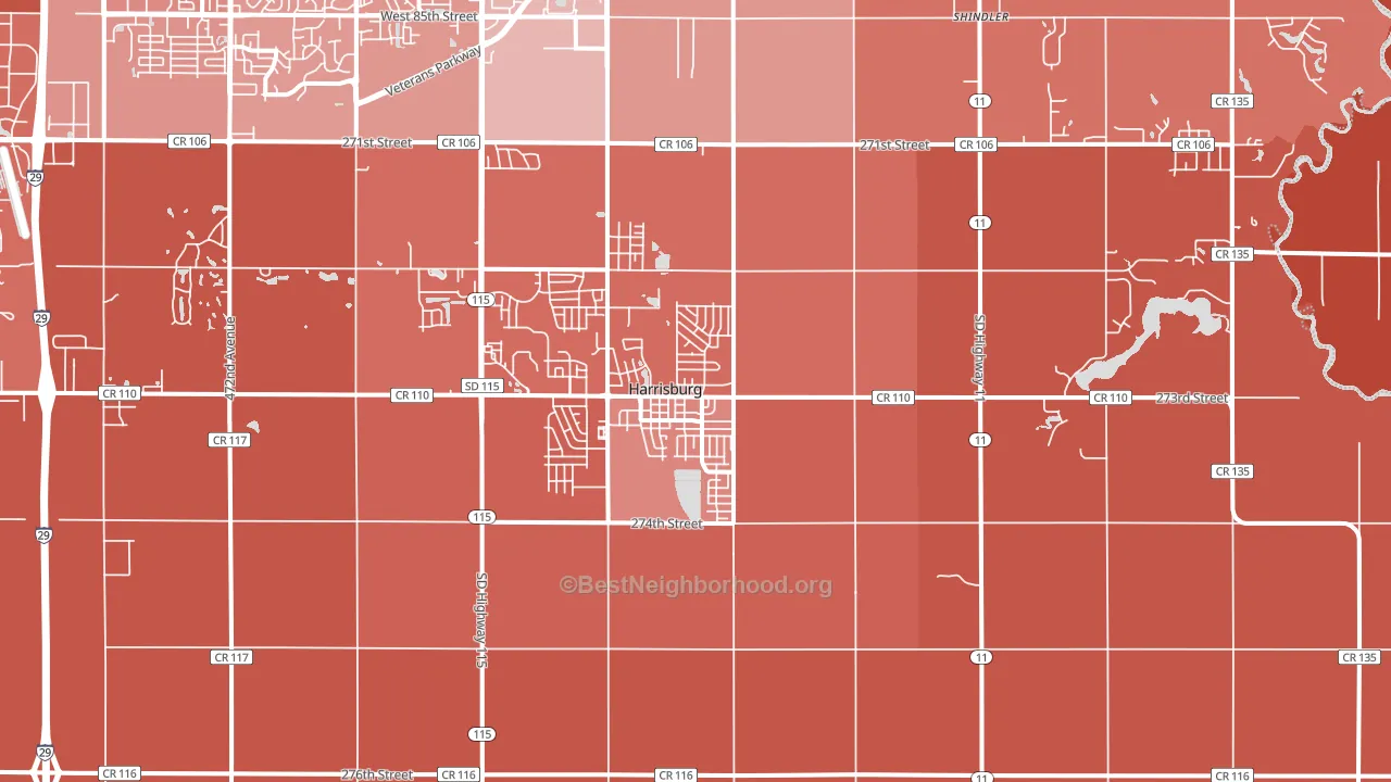 Harrisburg, SD block-group political-lean map