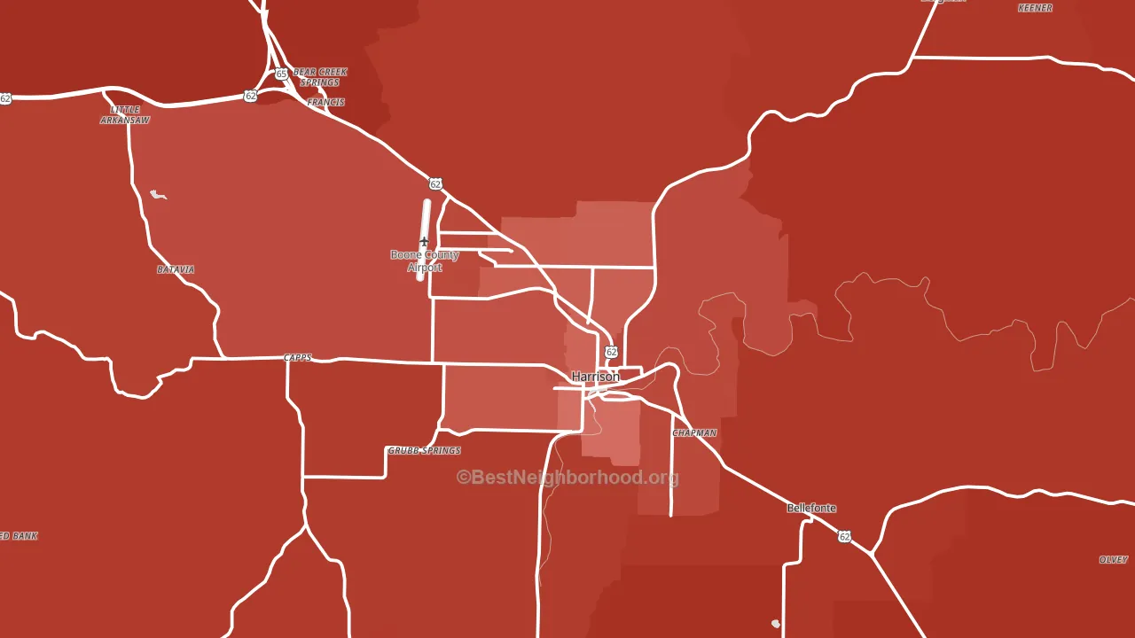 Harrison, AR block-group political-lean map