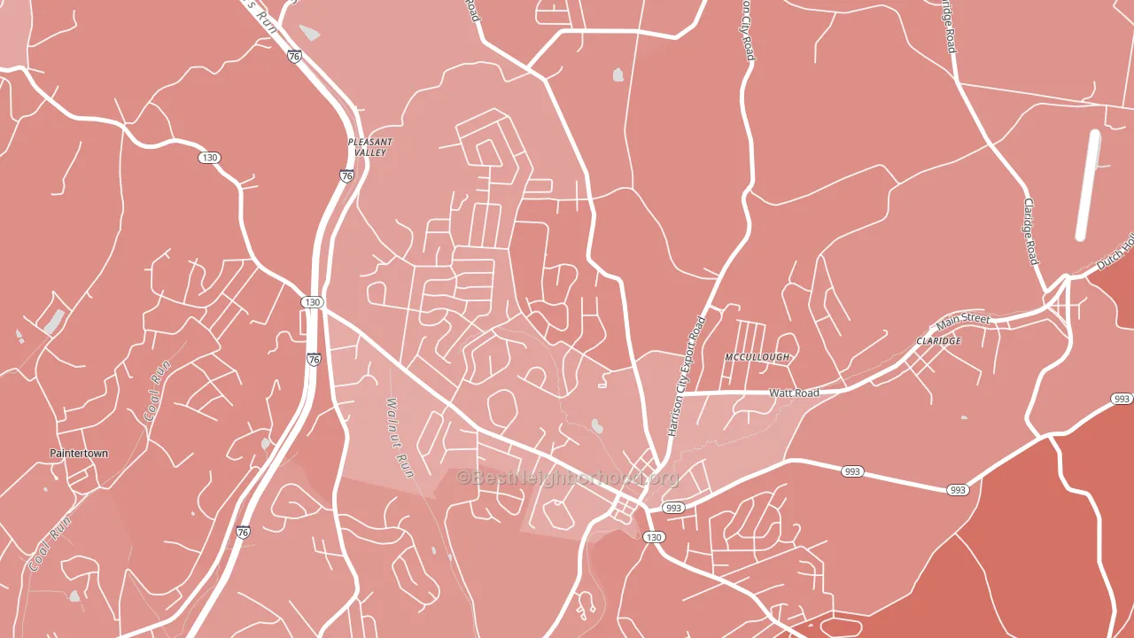 Harrison City, PA block-group political-lean map