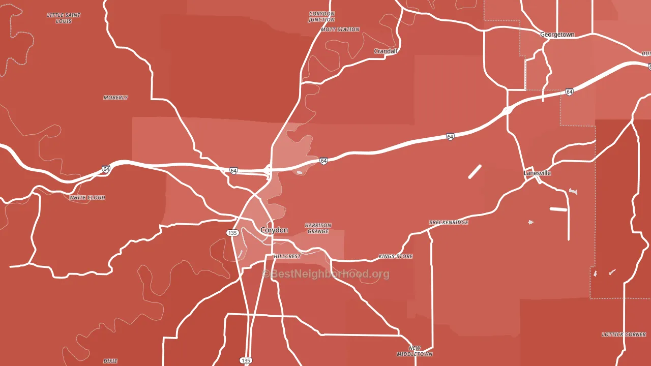 Harrison County, IN block-group political-lean map