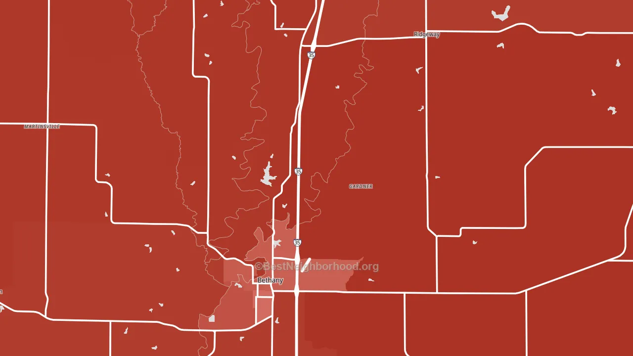Harrison County, MO block-group political-lean map