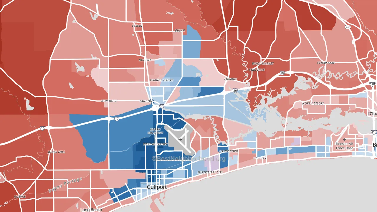 Harrison County, MS block-group political-lean map