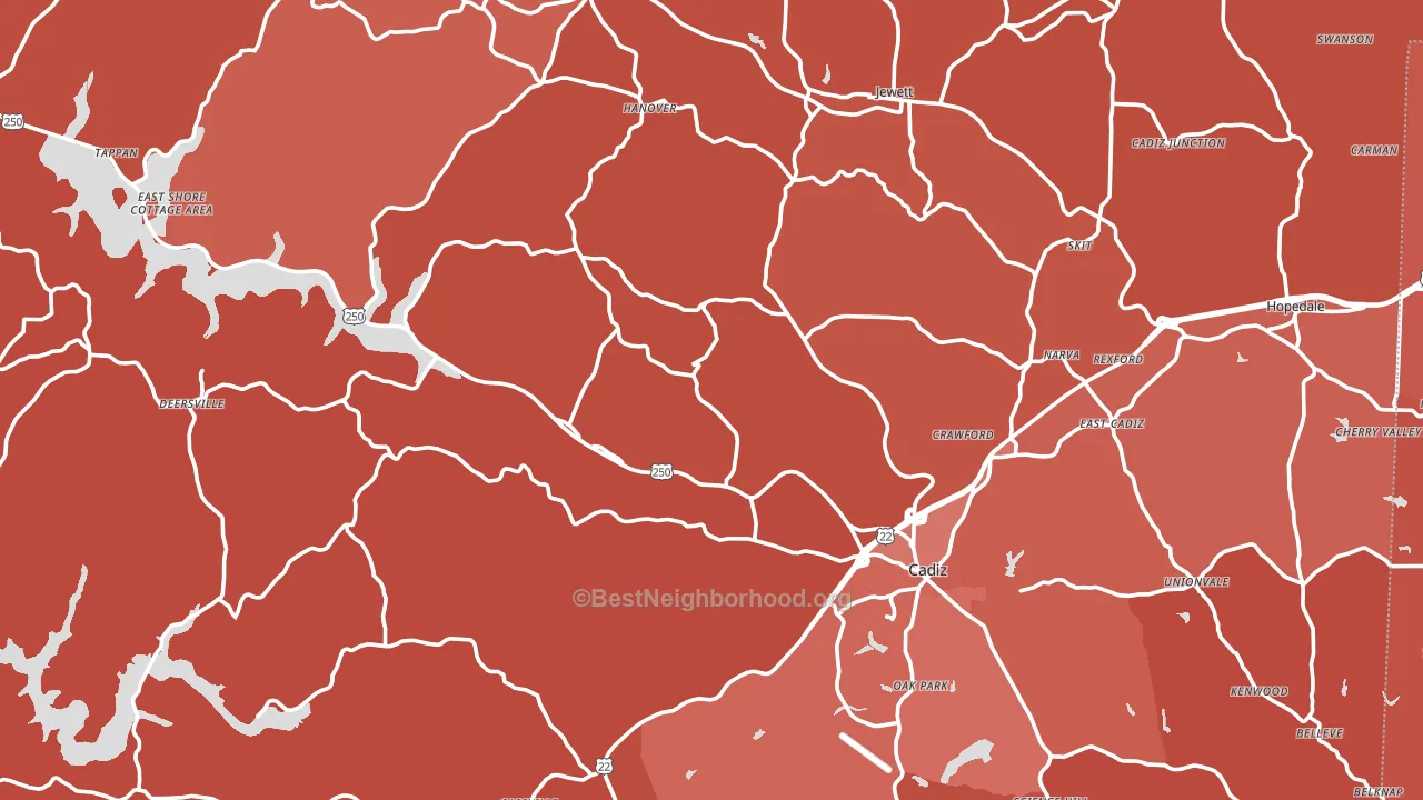 Harrison County, OH block-group political-lean map