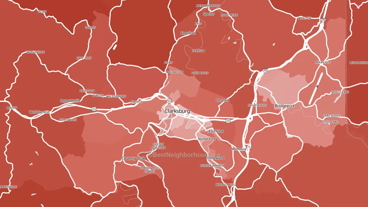 Harrison County, WV block-group political-lean map
