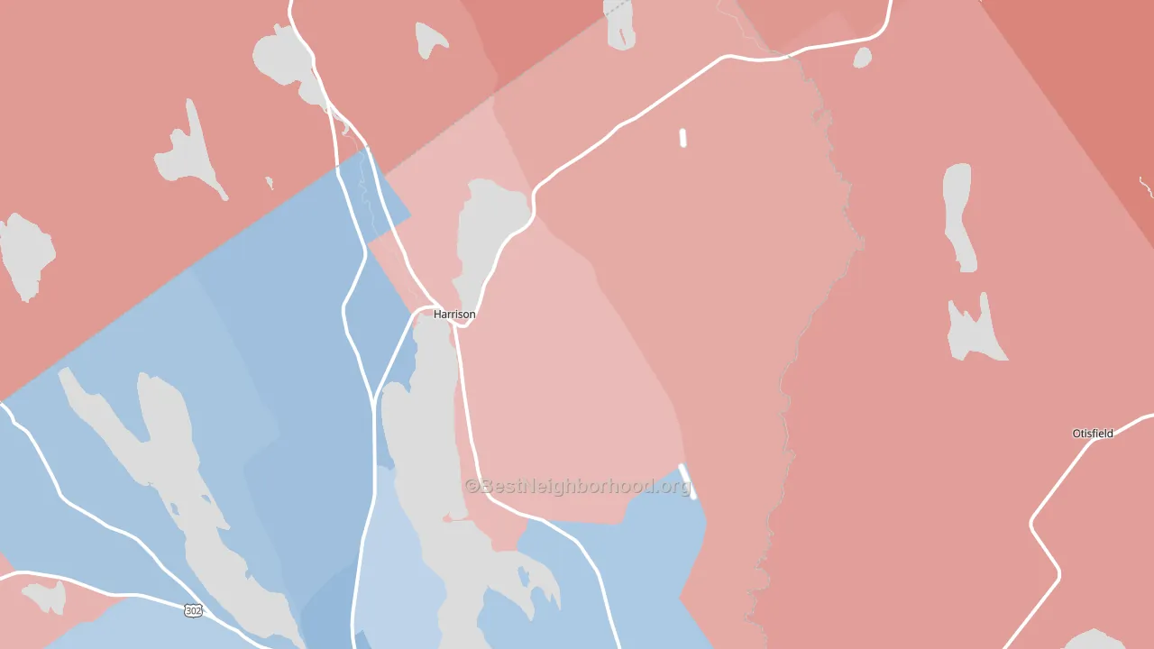 Harrison, ME block-group political-lean map