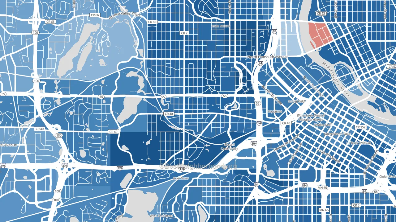 Harrison, Minneapolis, MN block-group political-lean map