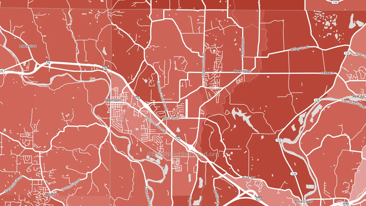Harrison, OH block-group political-lean map
