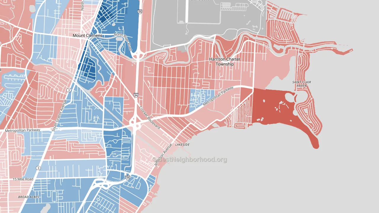 Harrison Township, MI block-group political-lean map