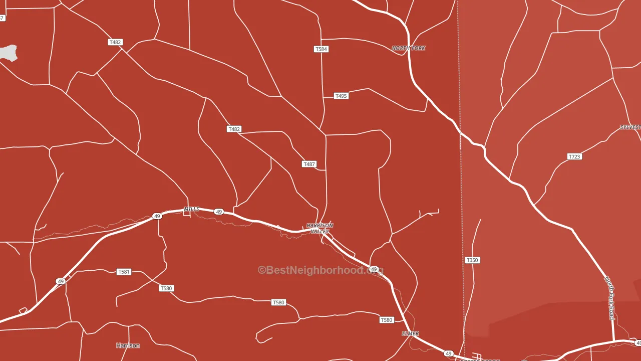Harrison Valley, PA block-group political-lean map