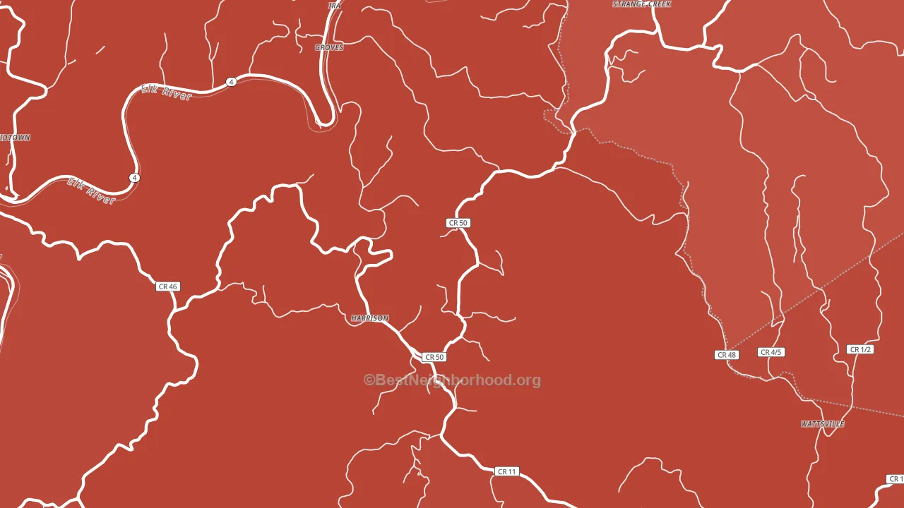 Harrison, WV block-group political-lean map