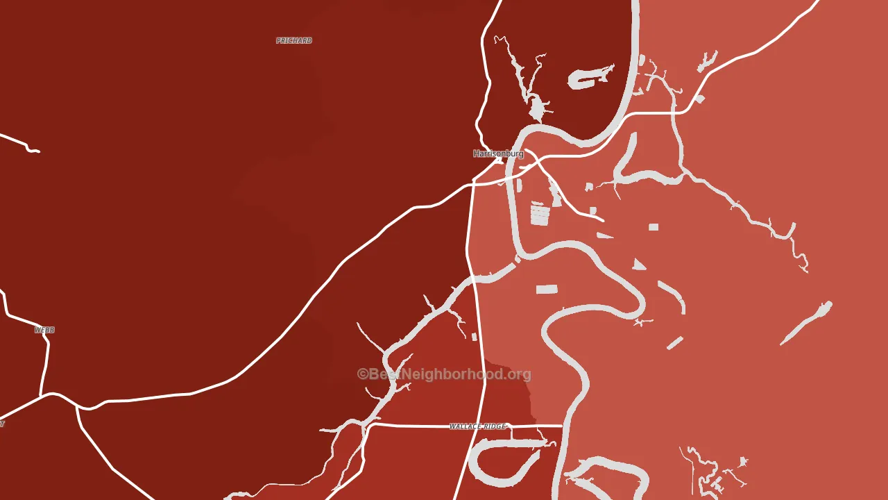 Harrisonburg, LA block-group political-lean map