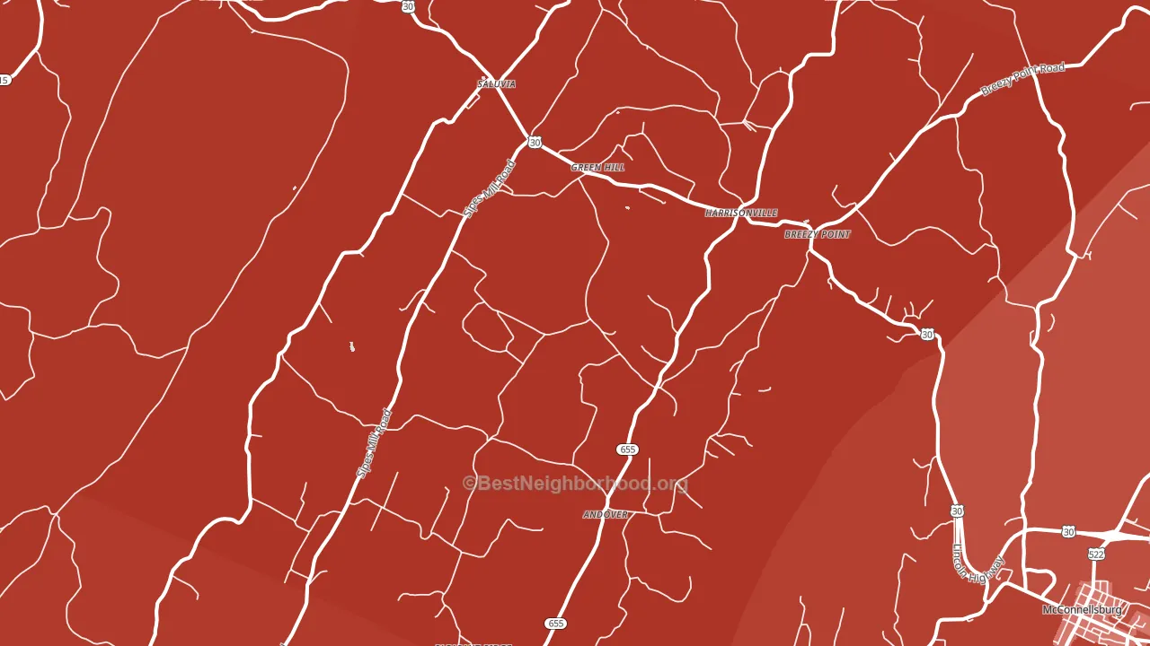 Harrisonville, PA block-group political-lean map