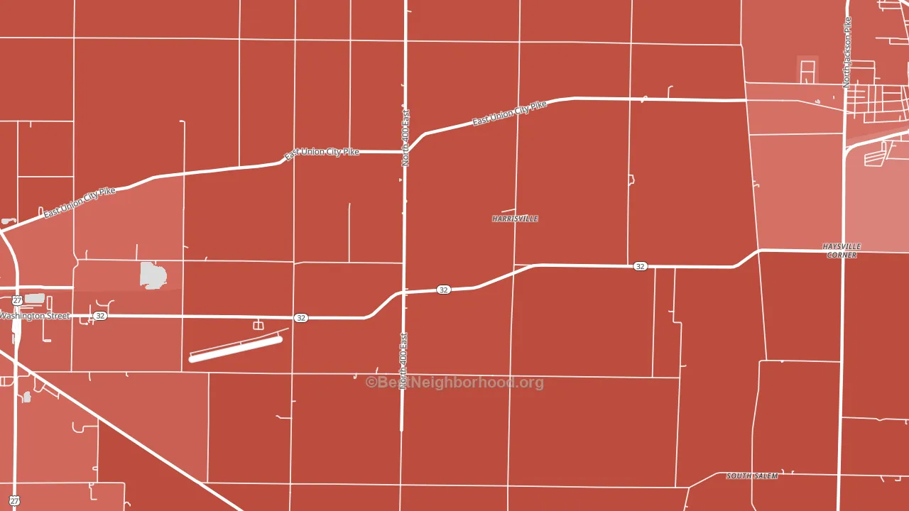 Harrisville, IN block-group political-lean map