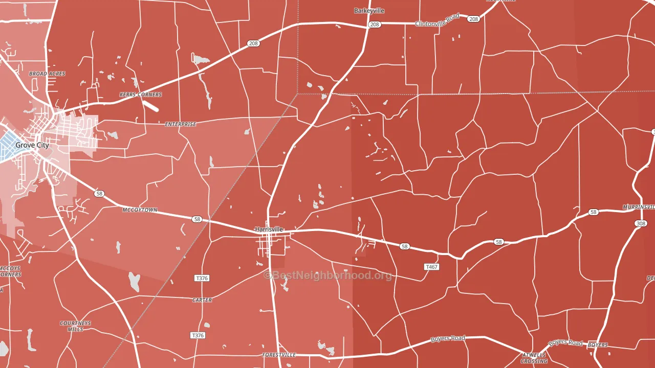 Harrisville, PA block-group political-lean map