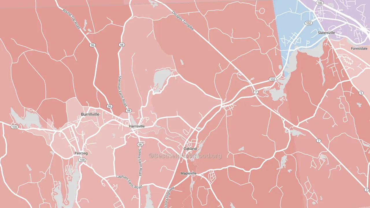 Harrisville, RI block-group political-lean map