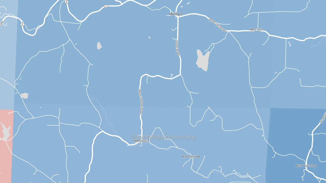 Harrisville, VT block-group political-lean map