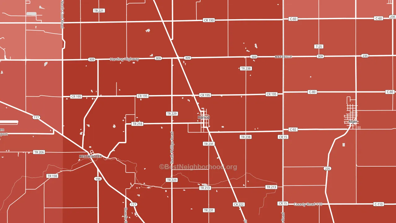 Harrod, OH block-group political-lean map