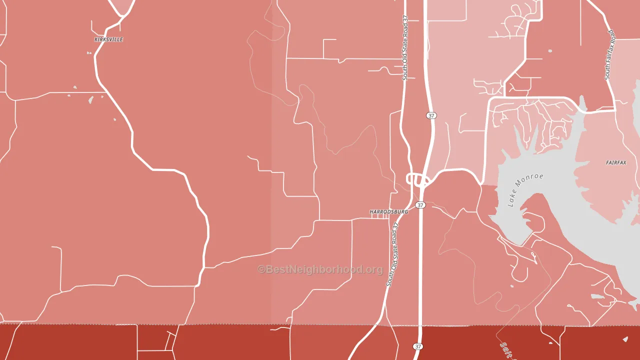 Harrodsburg, IN block-group political-lean map