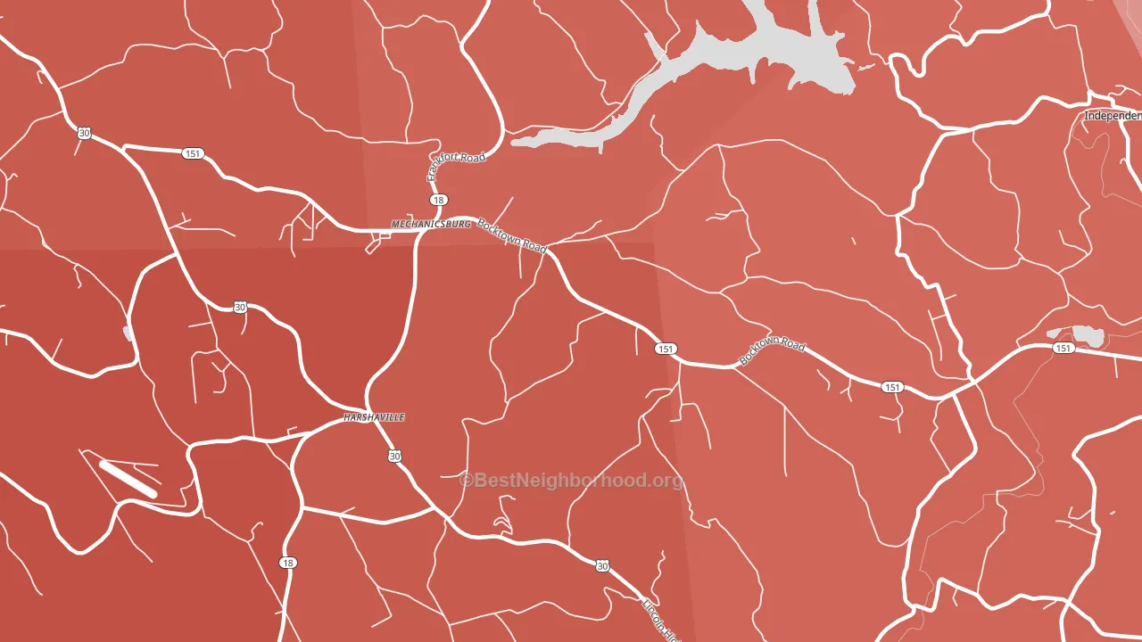 Harshaville, PA block-group political-lean map