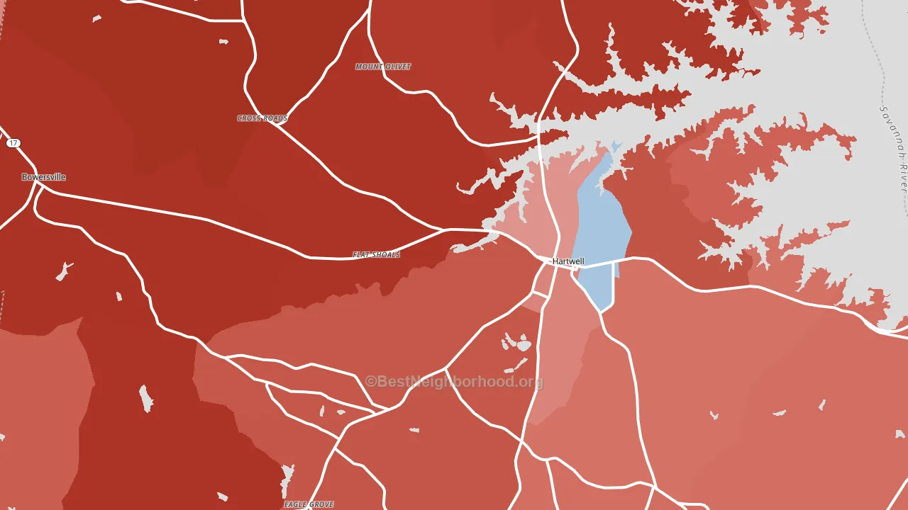 Hart County, GA block-group political-lean map