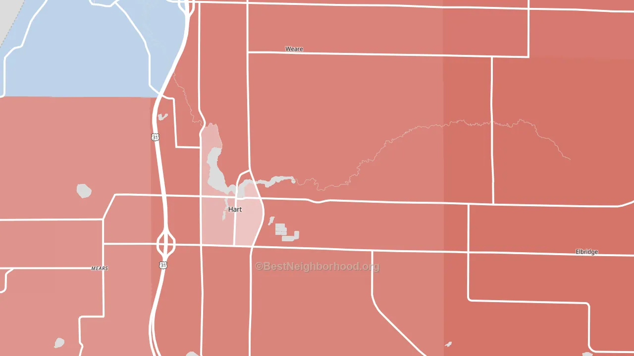 Hart, MI block-group political-lean map