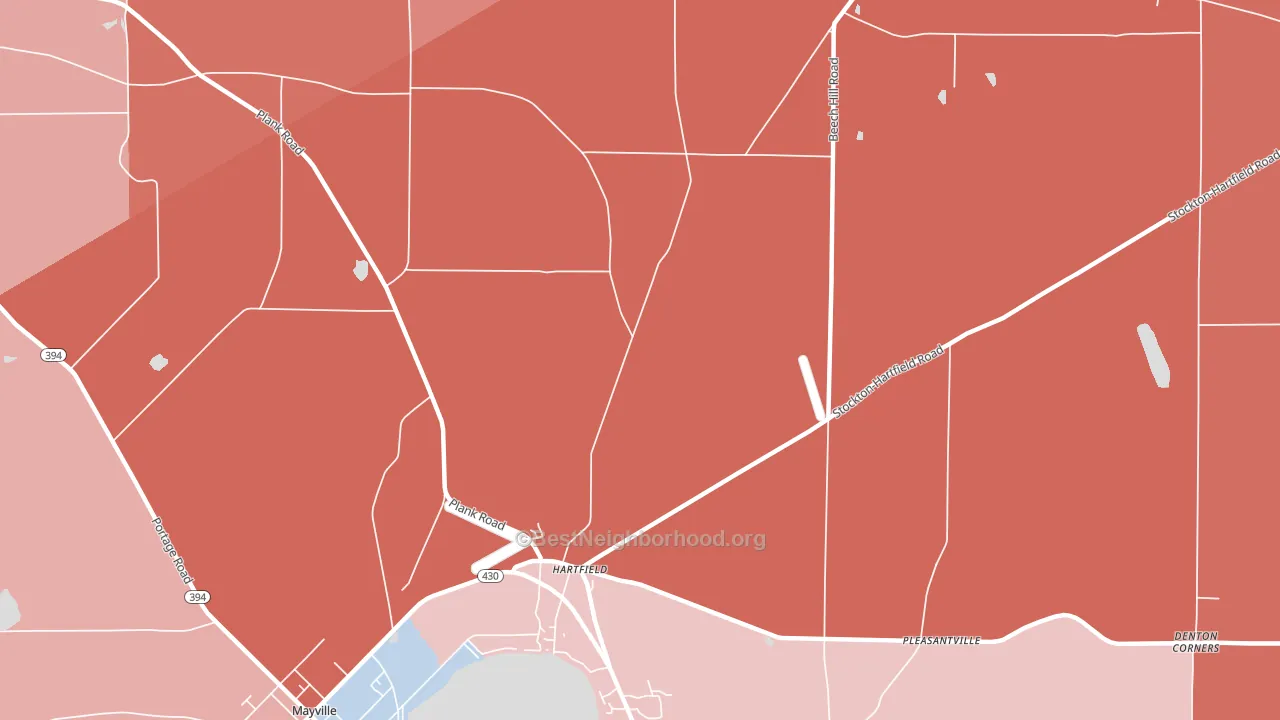 Hartfield, NY block-group political-lean map