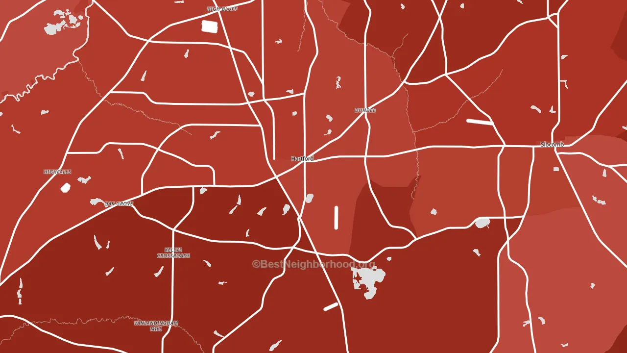 Hartford, AL block-group political-lean map