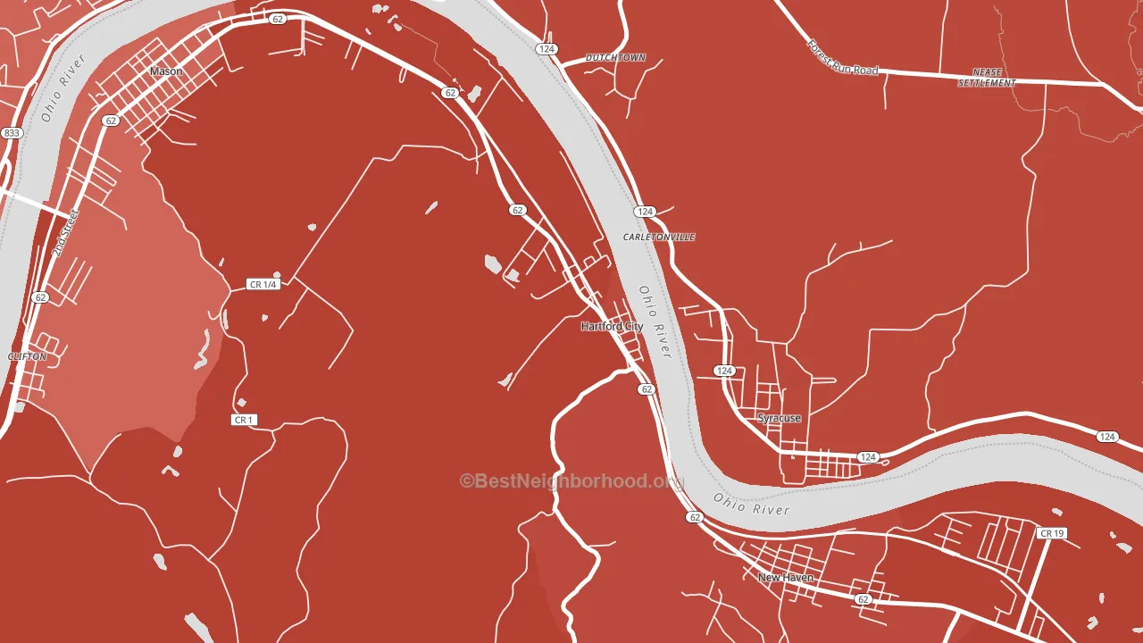 Hartford City, WV block-group political-lean map