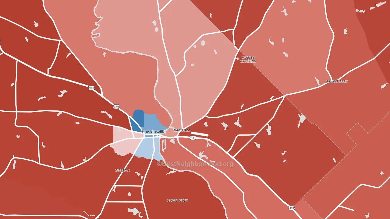 Hartford, GA block-group political-lean map