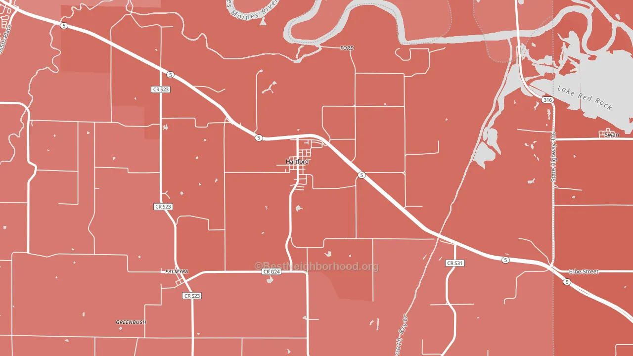 Hartford, IA block-group political-lean map