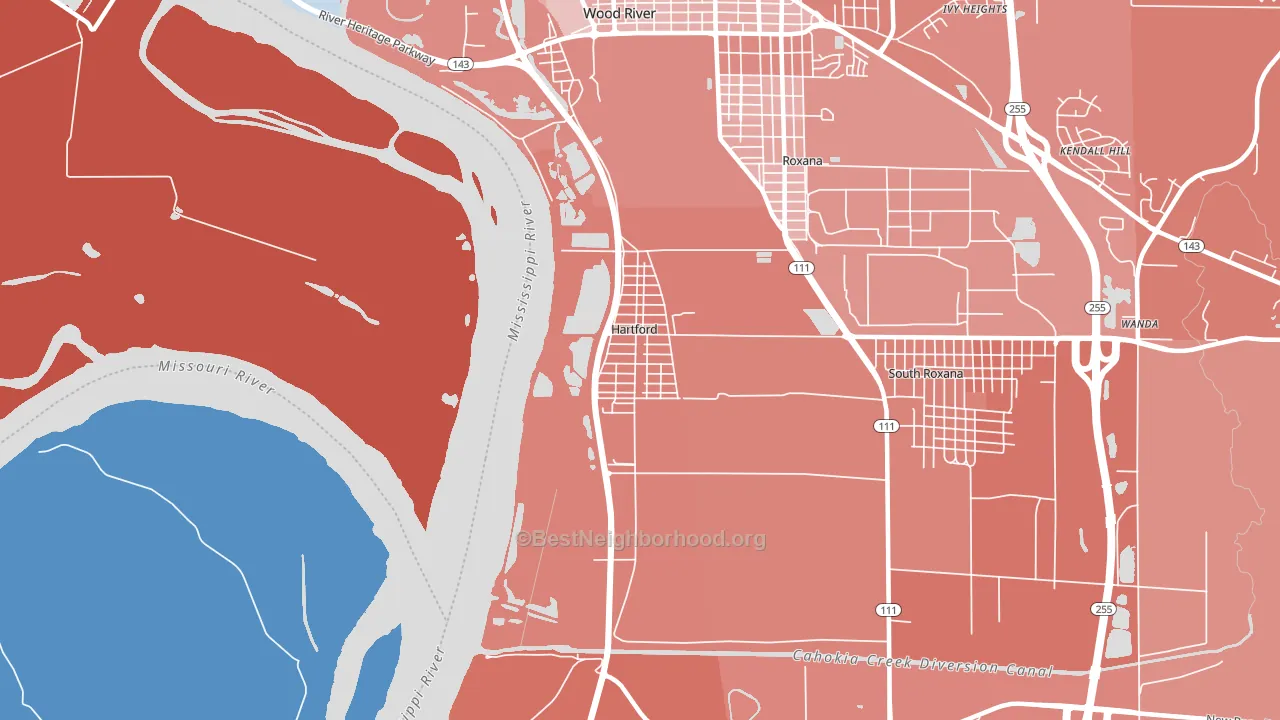 Hartford, IL block-group political-lean map
