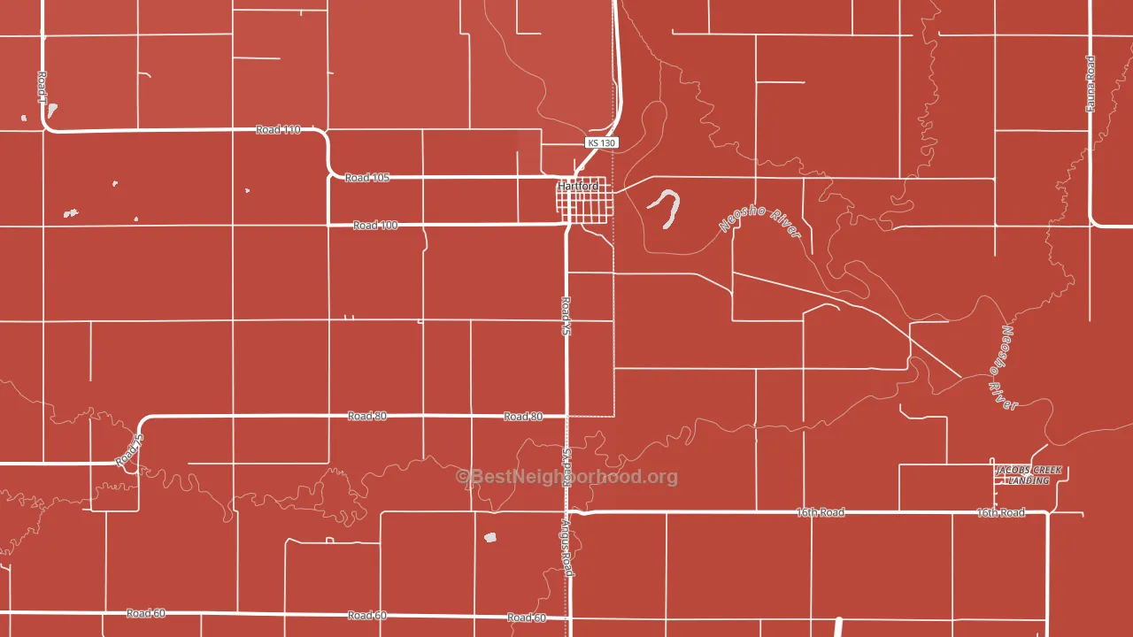 Hartford, KS block-group political-lean map
