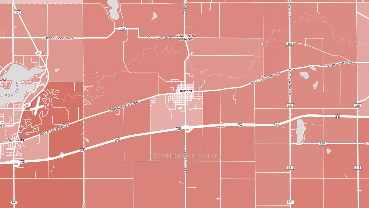 Hartford, MI block-group political-lean map