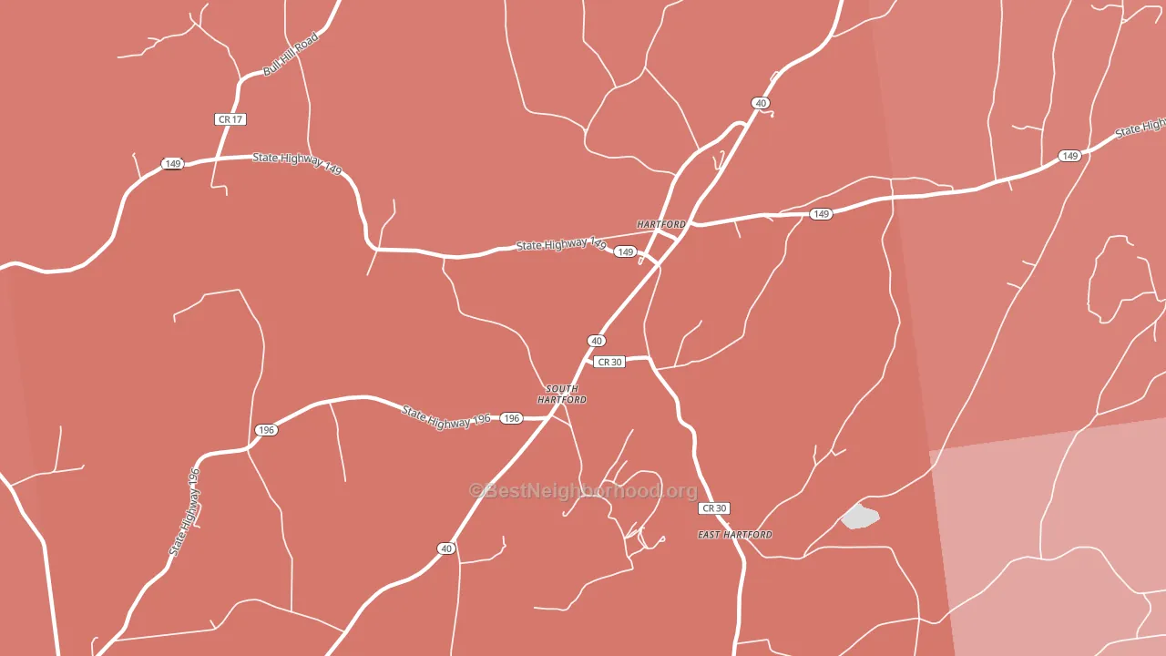 Hartford, NY block-group political-lean map