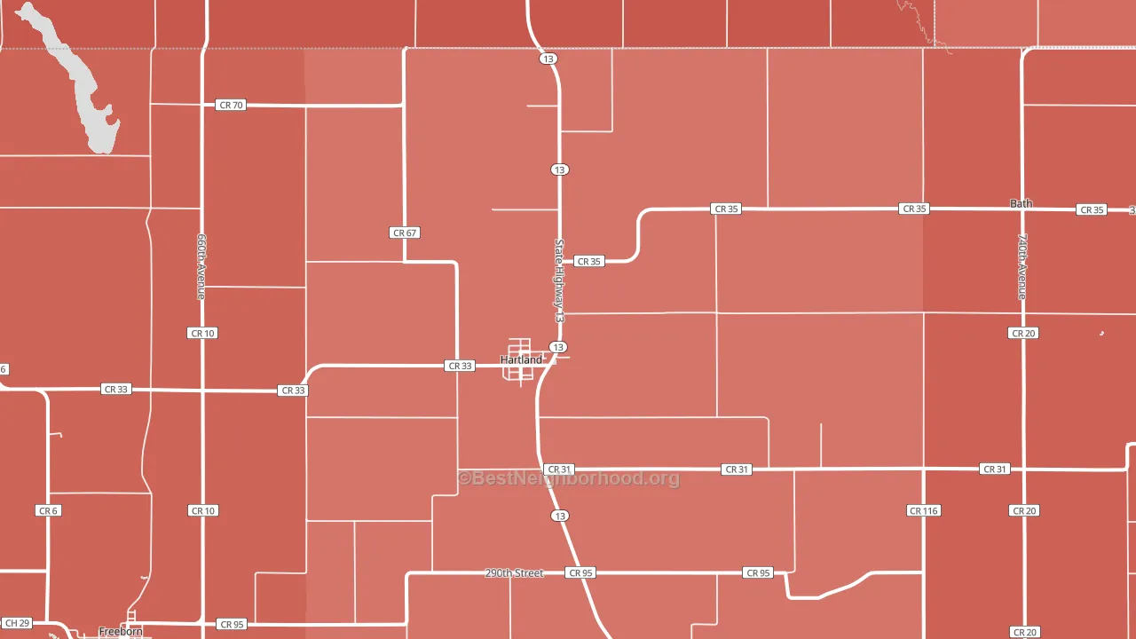 Hartland, MN block-group political-lean map