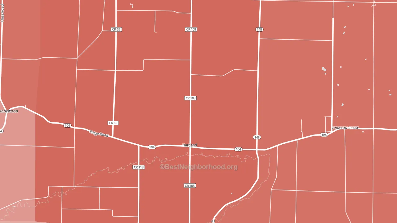 Hartland, NY block-group political-lean map