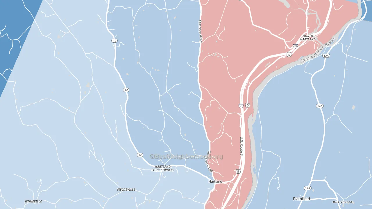Hartland, VT block-group political-lean map