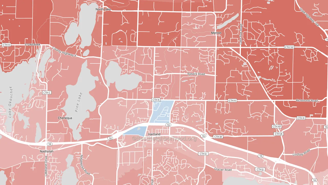 Hartland, WI block-group political-lean map