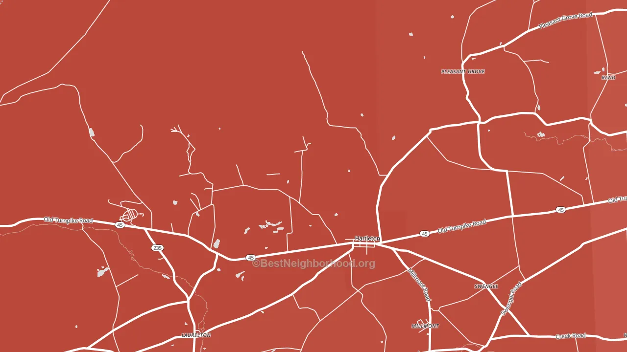 Hartleton, PA block-group political-lean map