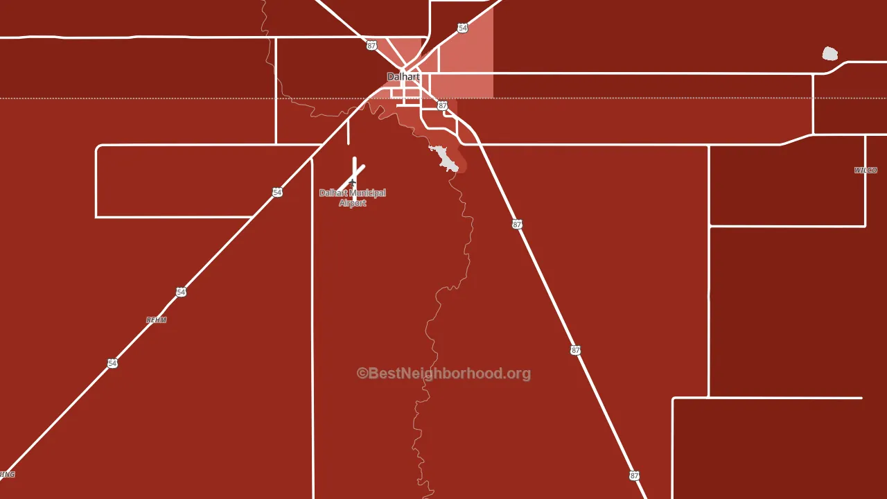 Hartley County, TX block-group political-lean map