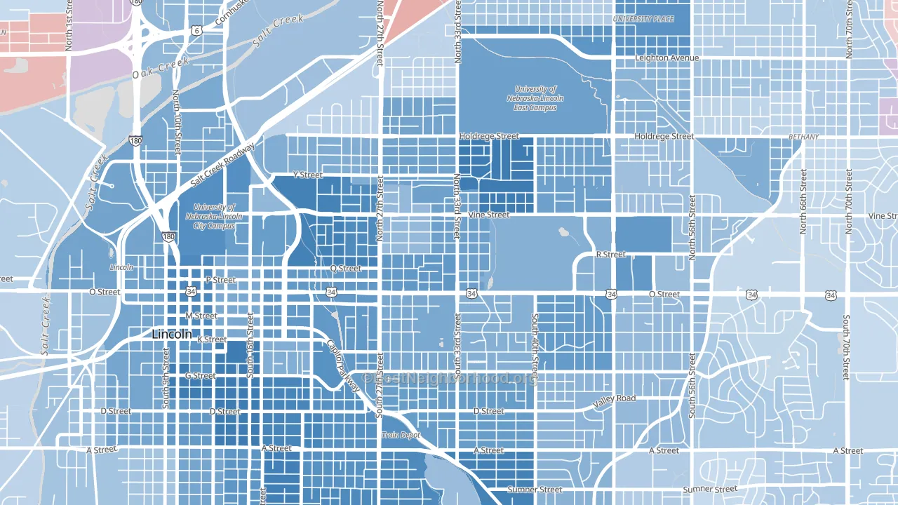 Hartley, Lincoln, NE block-group political-lean map