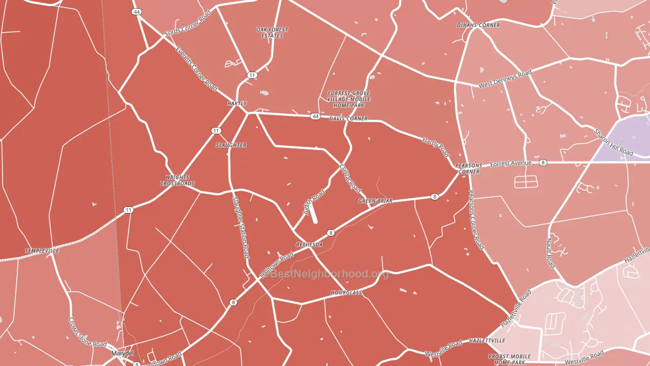 Hartly, DE block-group political-lean map