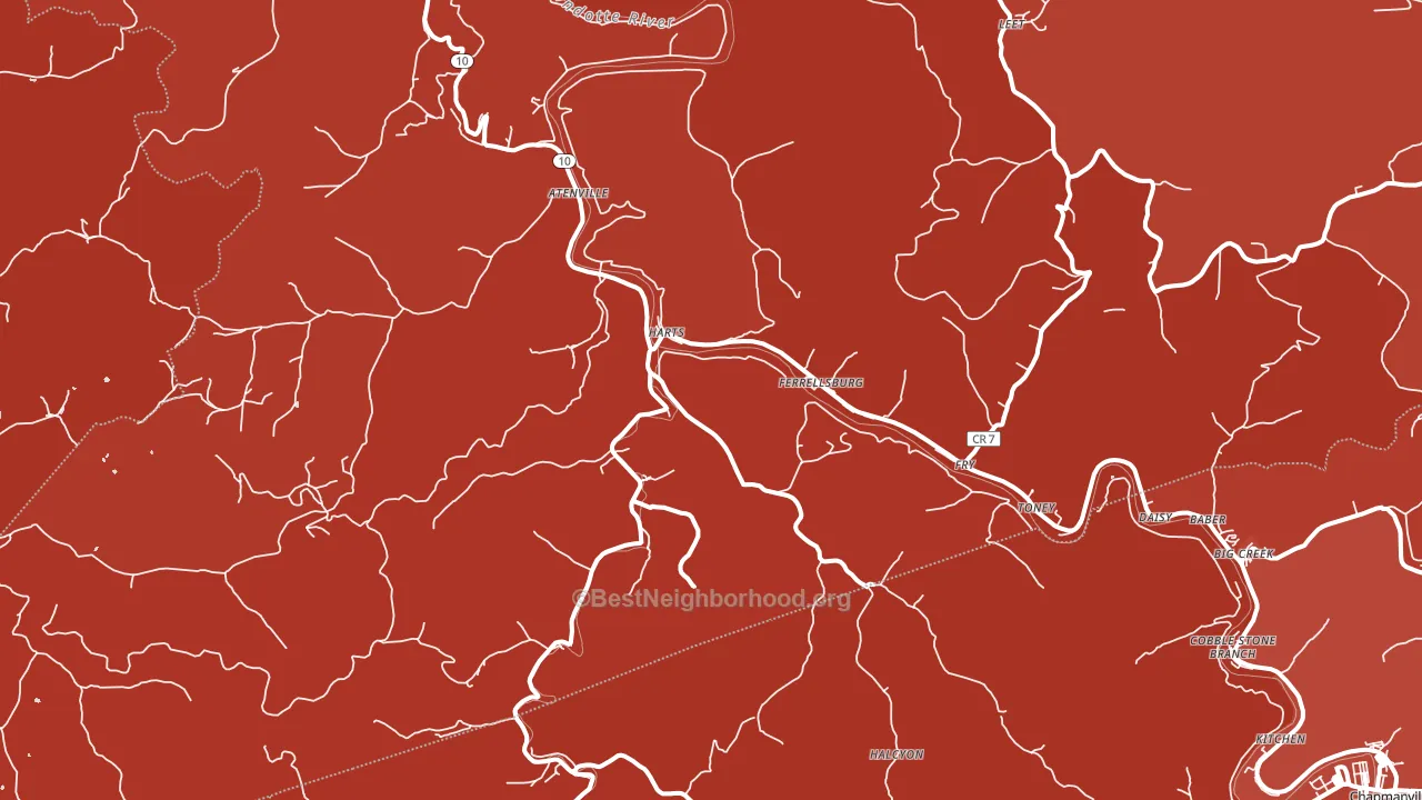 Harts, WV block-group political-lean map