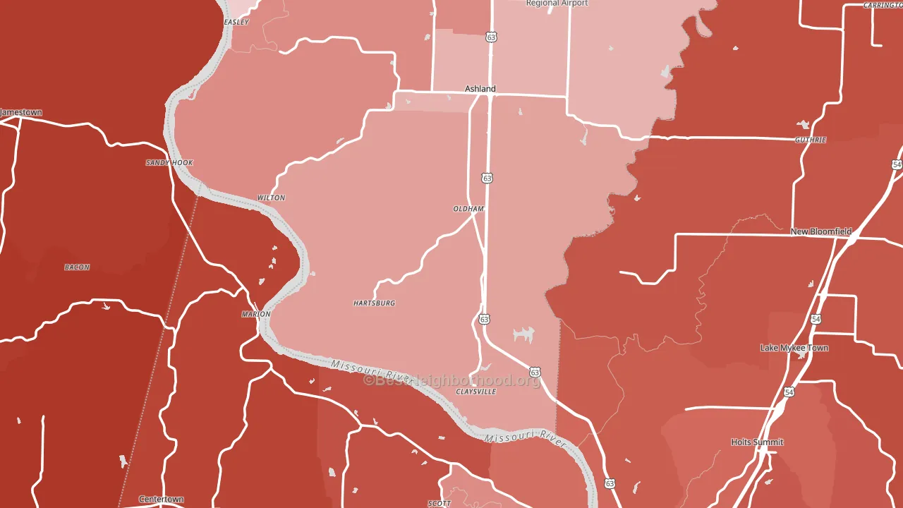 Hartsburg, MO block-group political-lean map