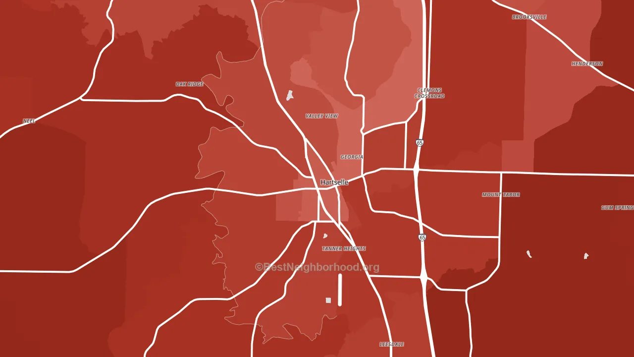Hartselle, AL block-group political-lean map