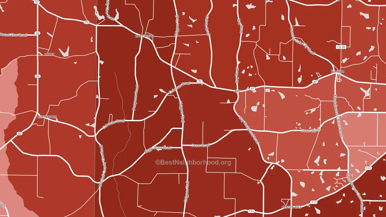 Hartsfield, GA block-group political-lean map