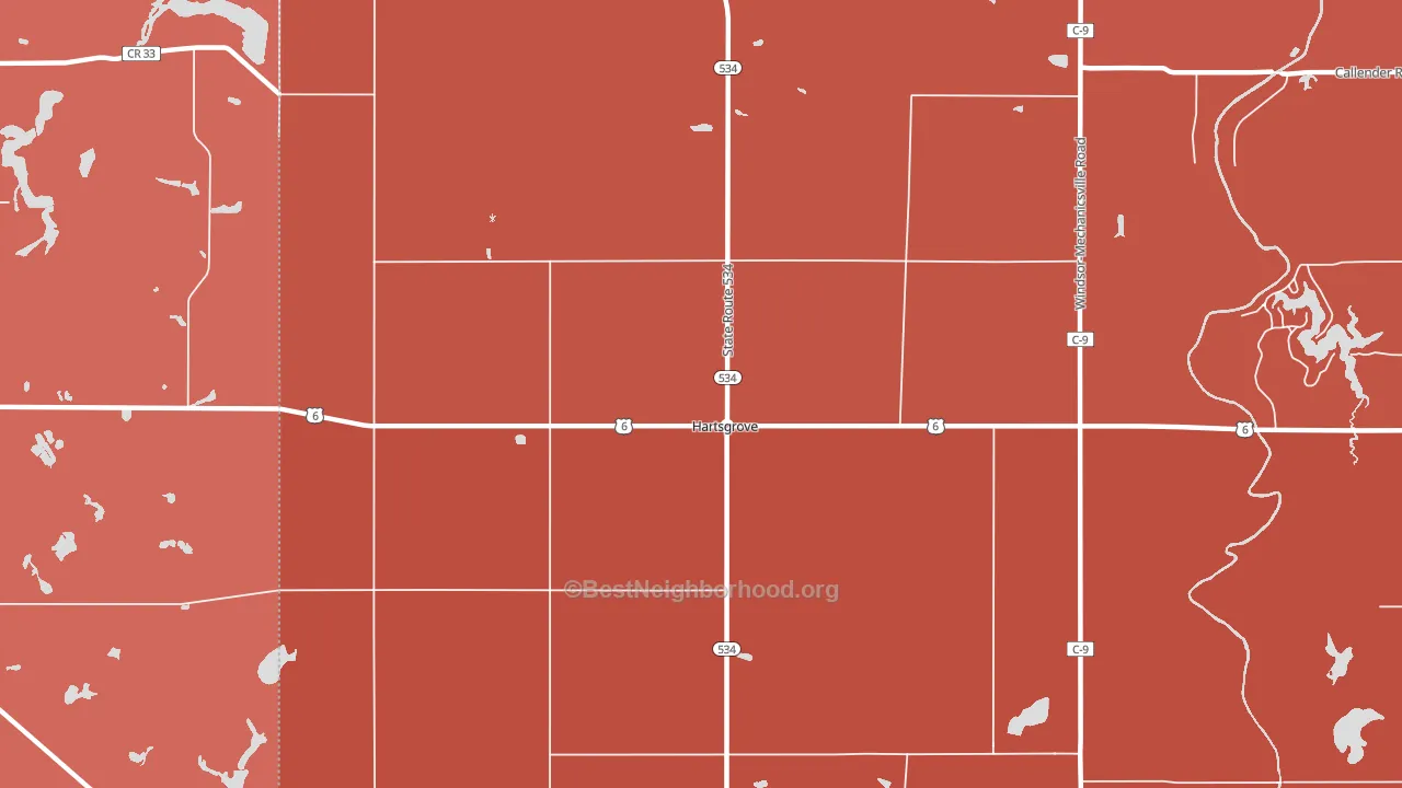 Hartsgrove, OH block-group political-lean map