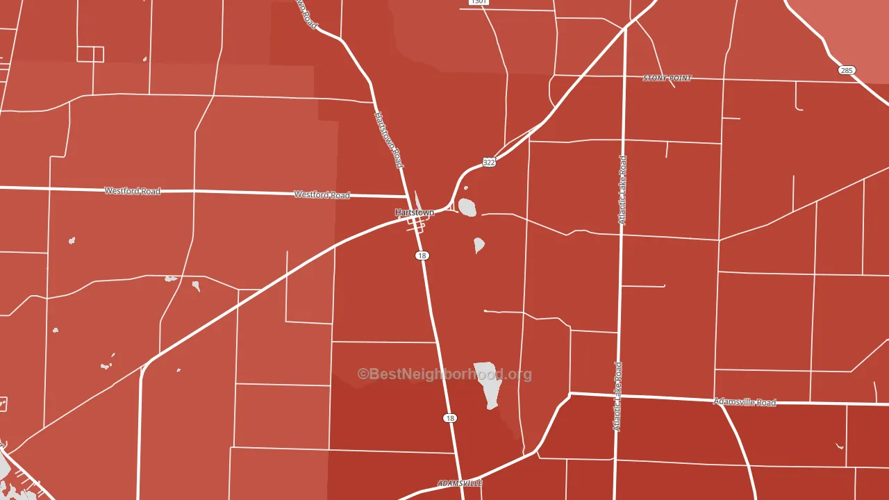 Hartstown, PA block-group political-lean map