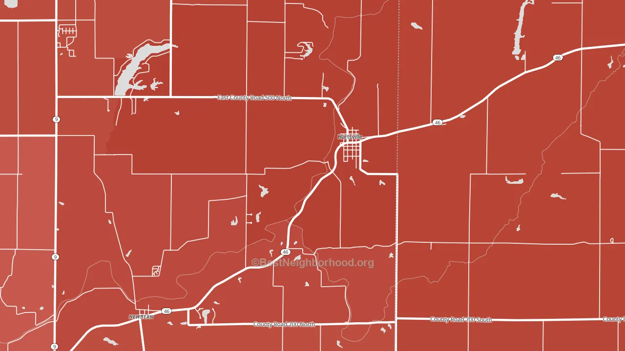 Hartsville, IN block-group political-lean map