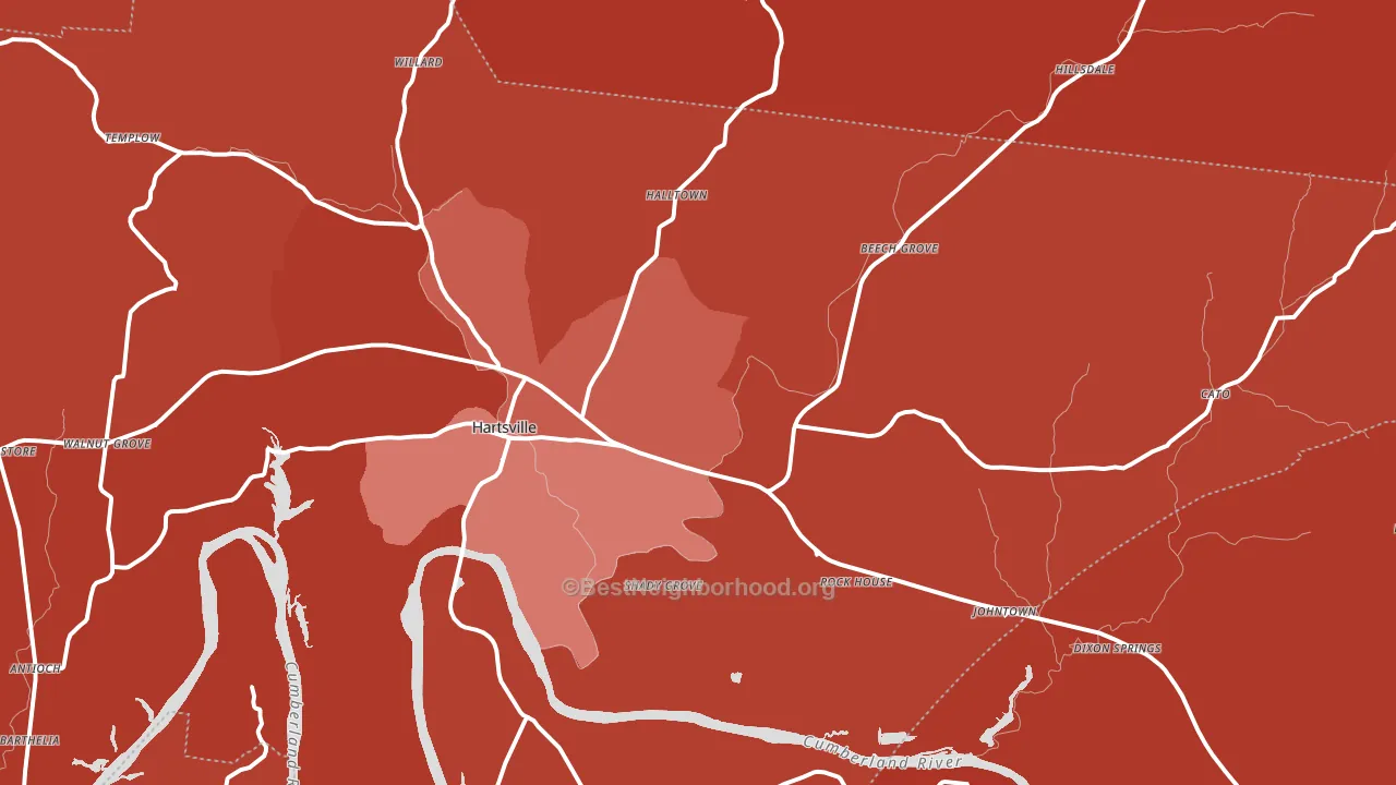 Hartsville, TN block-group political-lean map